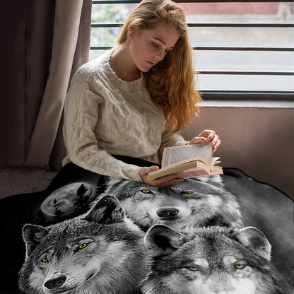 50" x 60" Three Wolves Portrait Plush Minky Blanket