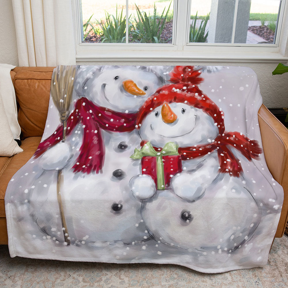 50" x 60" Snowman Gift Plush Minky Blanket