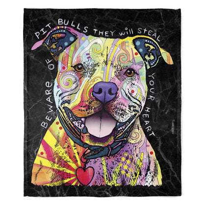 50" x 60" Beware Of Pitbulls Plush Minky Blanket