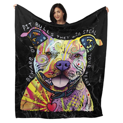 50" x 60" Beware Of Pitbulls Plush Minky Blanket