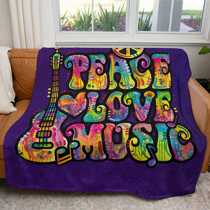 50" x 60" Peace Love Music Plush Minky Blanket