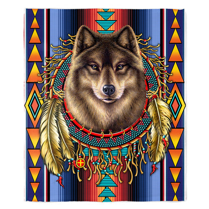 50" x 60" Serape Wolf Plush Minky Blanket