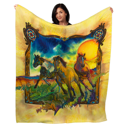 50" x 60" Freedom Horses Plush Minky Blanket