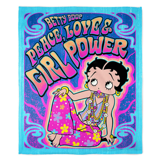 50" x 60" Betty Boop Peace Love Plush Minky Blanket
