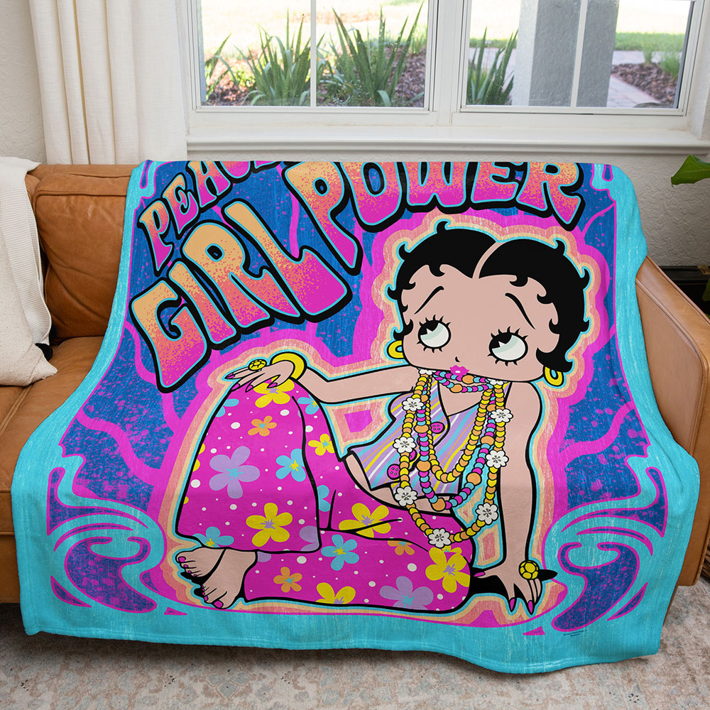 50" x 60" Betty Boop Peace Love Plush Minky Blanket