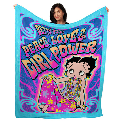 50" x 60" Betty Boop Peace Love Plush Minky Blanket