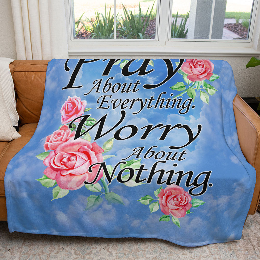 50" x 60" Pray About Everything Plush Minky Blanket