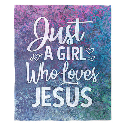 50" x 60" Just a Girl Who Loves Jesus Plush Minky Blanket