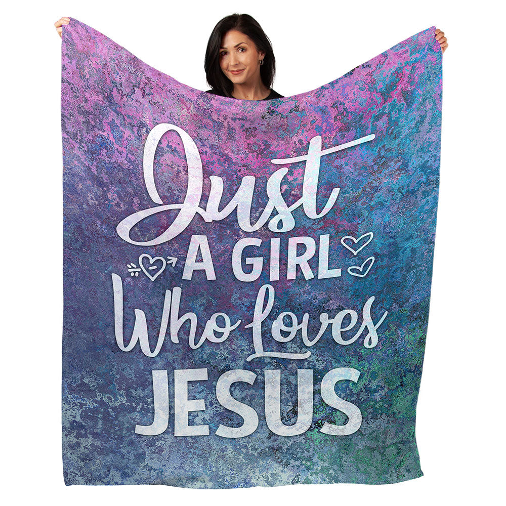 50" x 60" Just a Girl Who Loves Jesus Plush Minky Blanket
