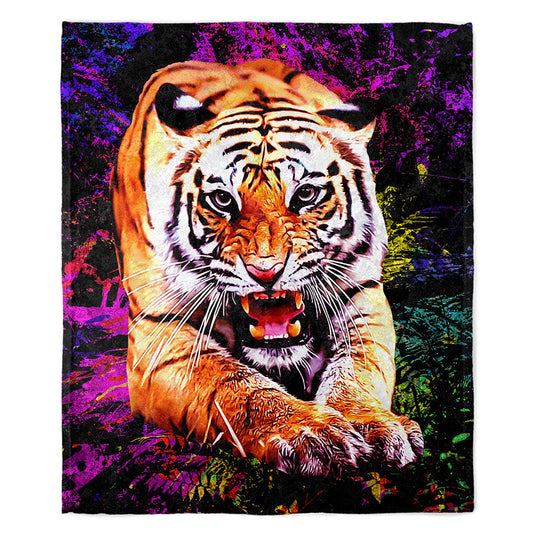 50" x 60" Tiger Jungle Plush Minky Blanket