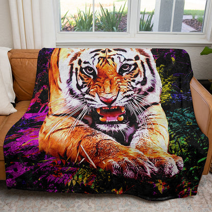 50" x 60" Tiger Jungle Plush Minky Blanket