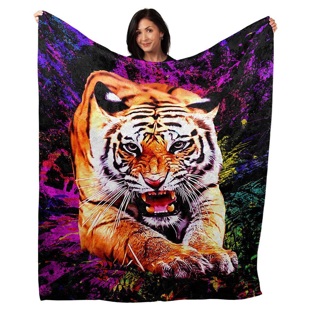 50" x 60" Tiger Jungle Plush Minky Blanket
