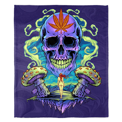 50" x 60" Weed Skull Plush Minky Blanket