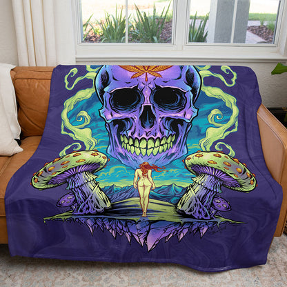 50" x 60" Weed Skull Plush Minky Blanket