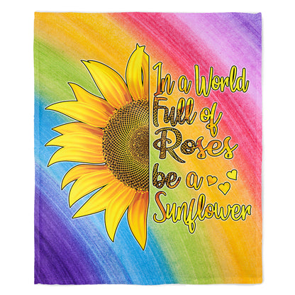 50" x 60" Be a Sunflower Plush Minky Blanket