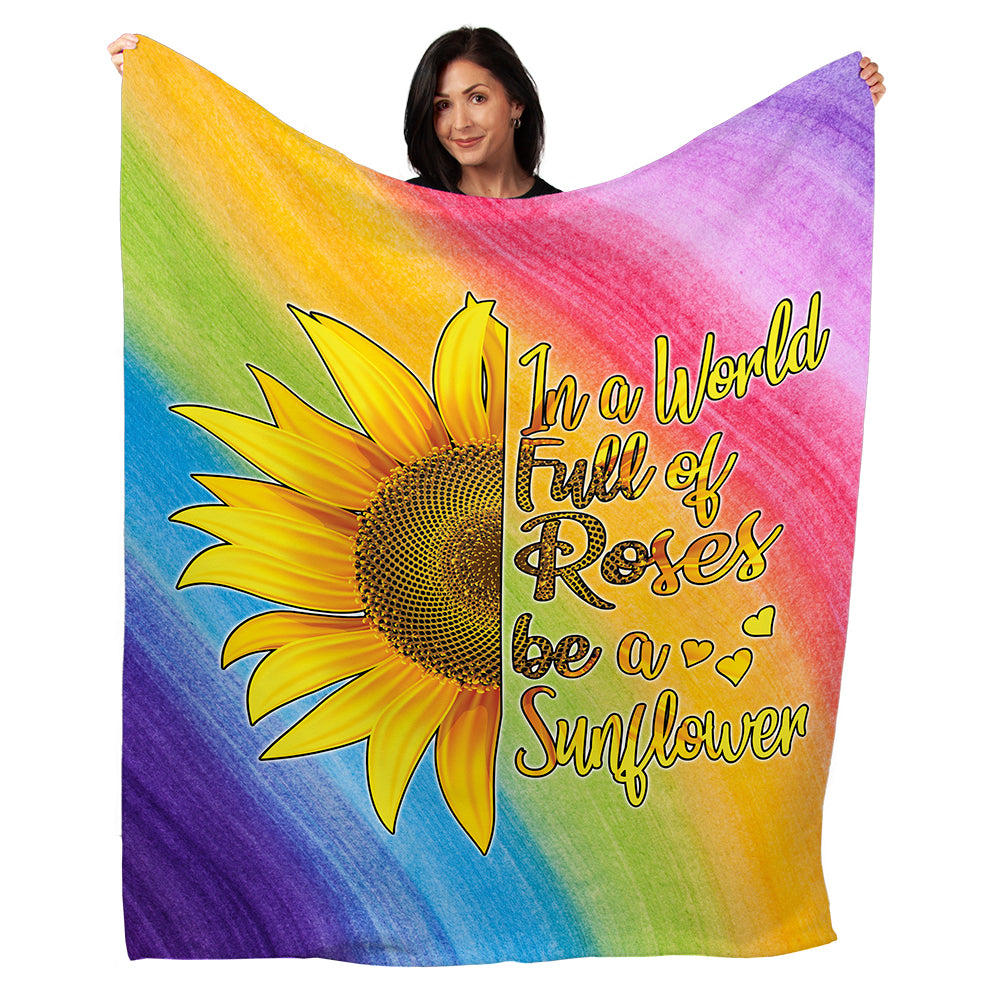 50" x 60" Be a Sunflower Plush Minky Blanket