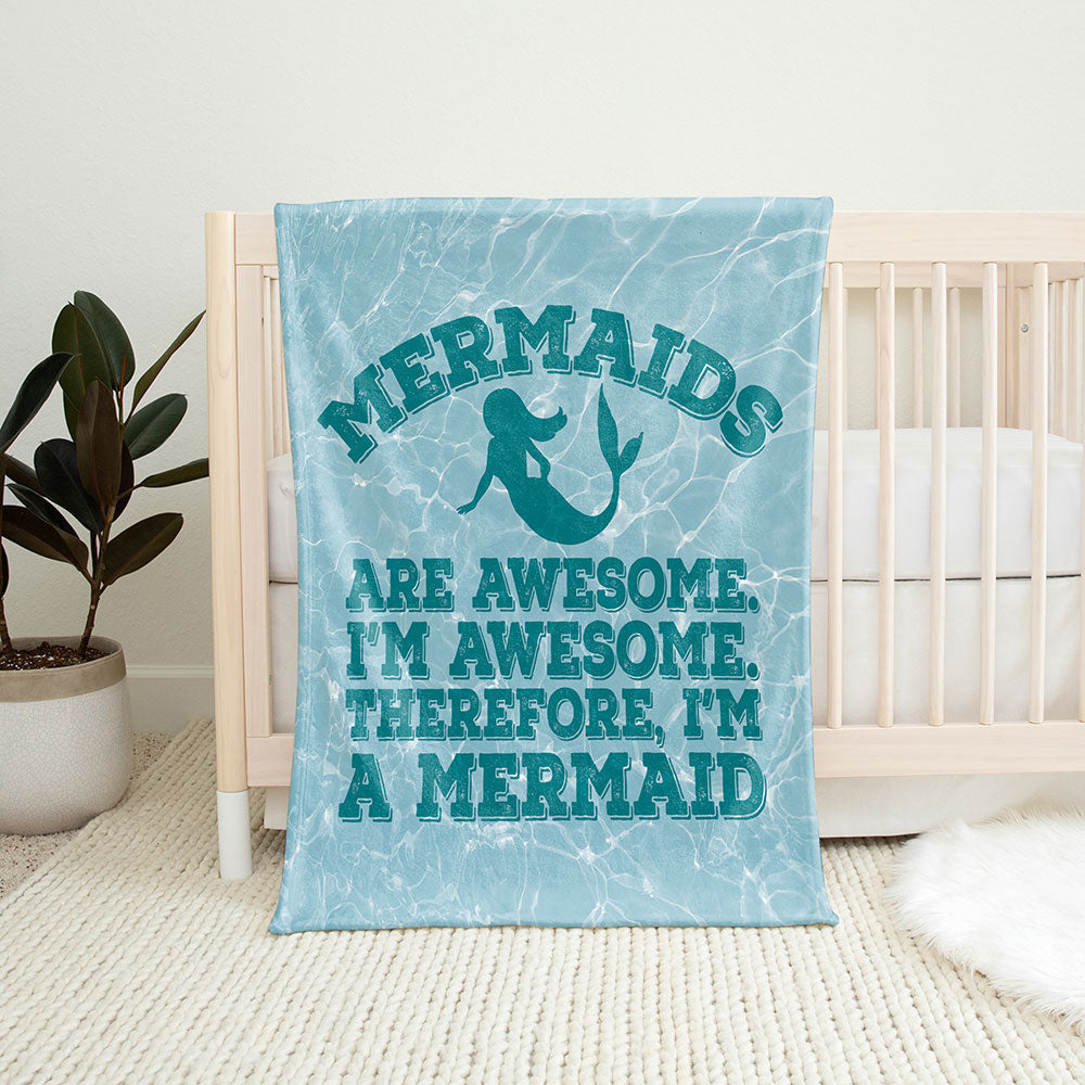 30" x 40" Mermaids Baby Minky Blanket