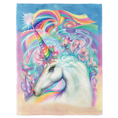 30" x 40" Rainbow Unicorn Baby Minky Blanket