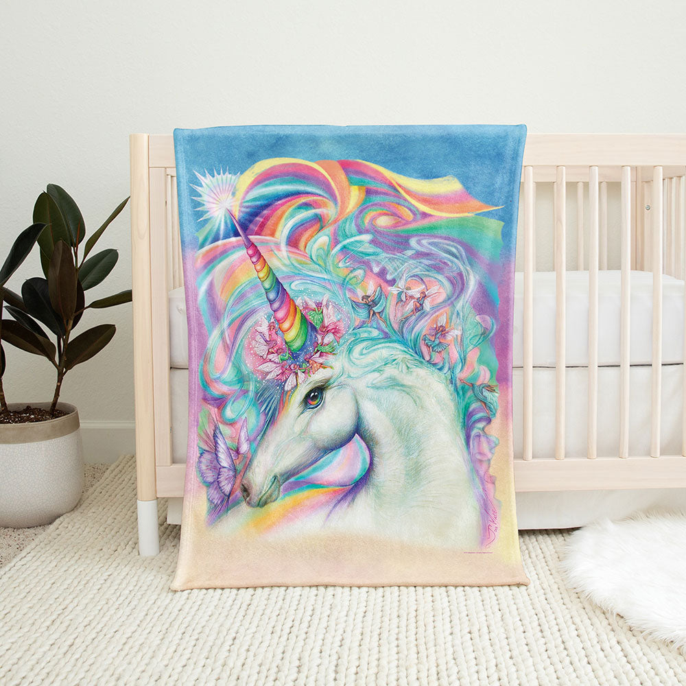 30" x 40" Rainbow Unicorn Baby Minky Blanket