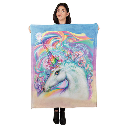 30" x 40" Rainbow Unicorn Baby Minky Blanket