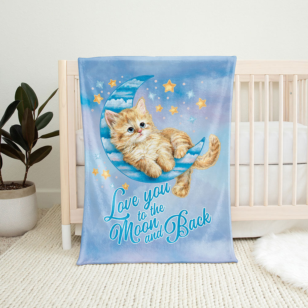 30" x 40" Moon Kitten Baby Minky Blanket