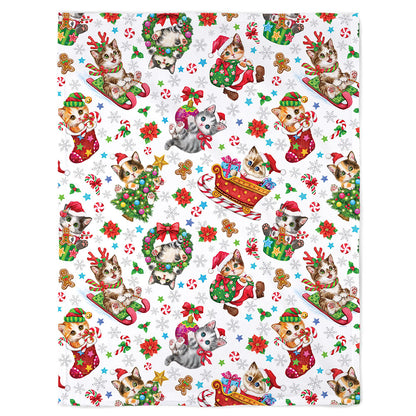 30" x 40" Christmas Kittens Baby Minky Blanket