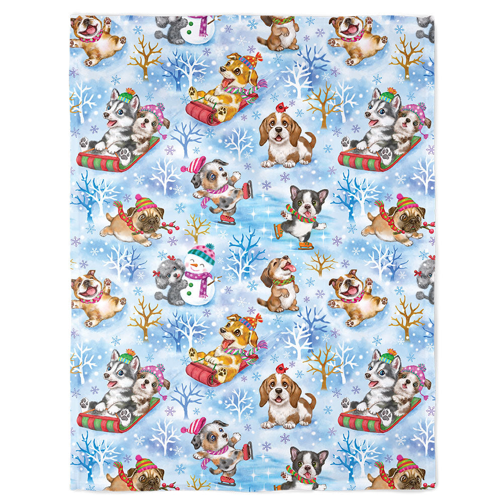 30" x 40" Christmas Puppies Baby Minky Blanket