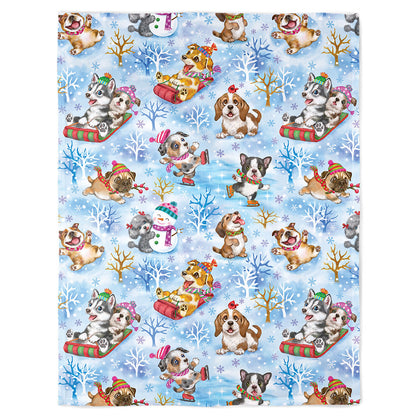 30" x 40" Christmas Puppies Baby Minky Blanket