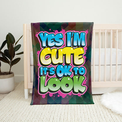 30" x 40" Yes I'm Cute Baby Minky Blanket