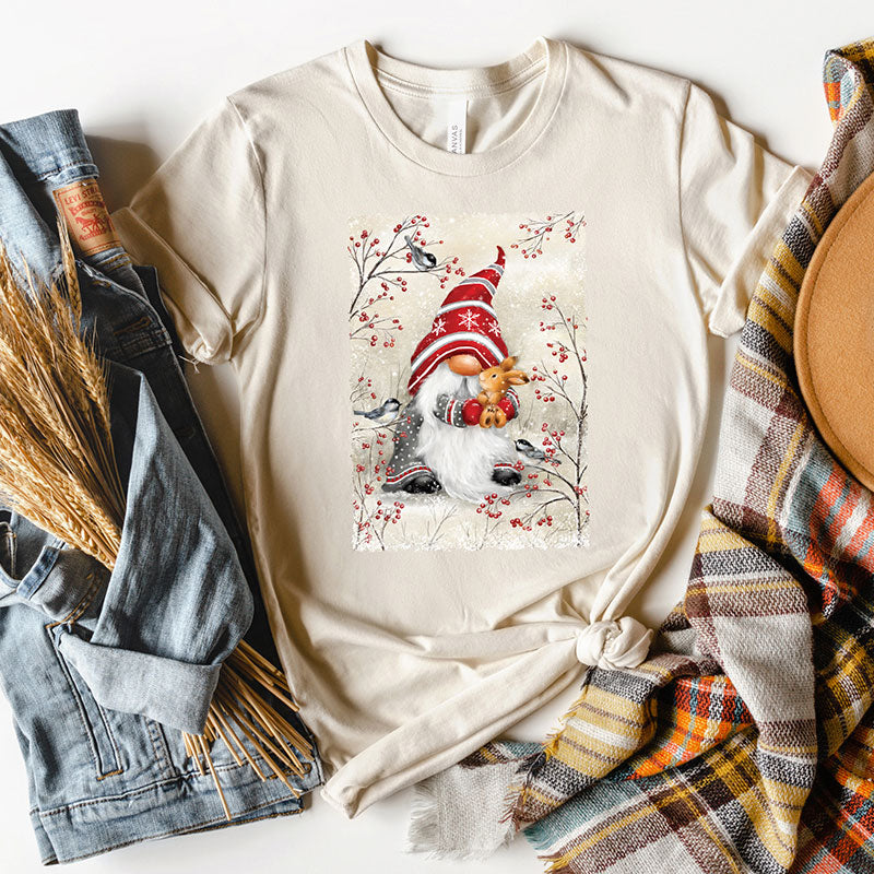 Gnome Hugging Rabbit Tee