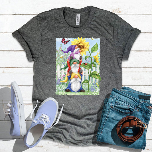 Gnome Kissing Flowers Tee