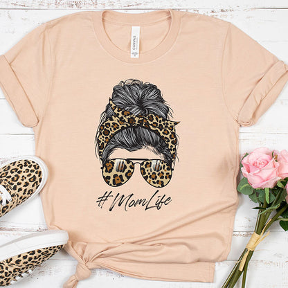 Leopard Print Mom Bun T-shirt