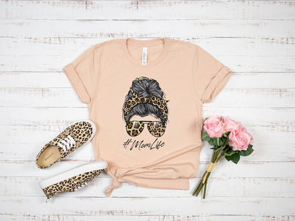 Leopard Print Mom Bun T-shirt