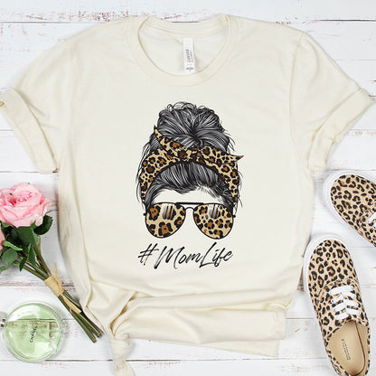 Leopard Print Mom Bun T-shirt