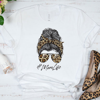 Leopard Print Mom Bun T-shirt