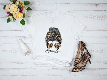 Leopard Print Mom Bun T-shirt