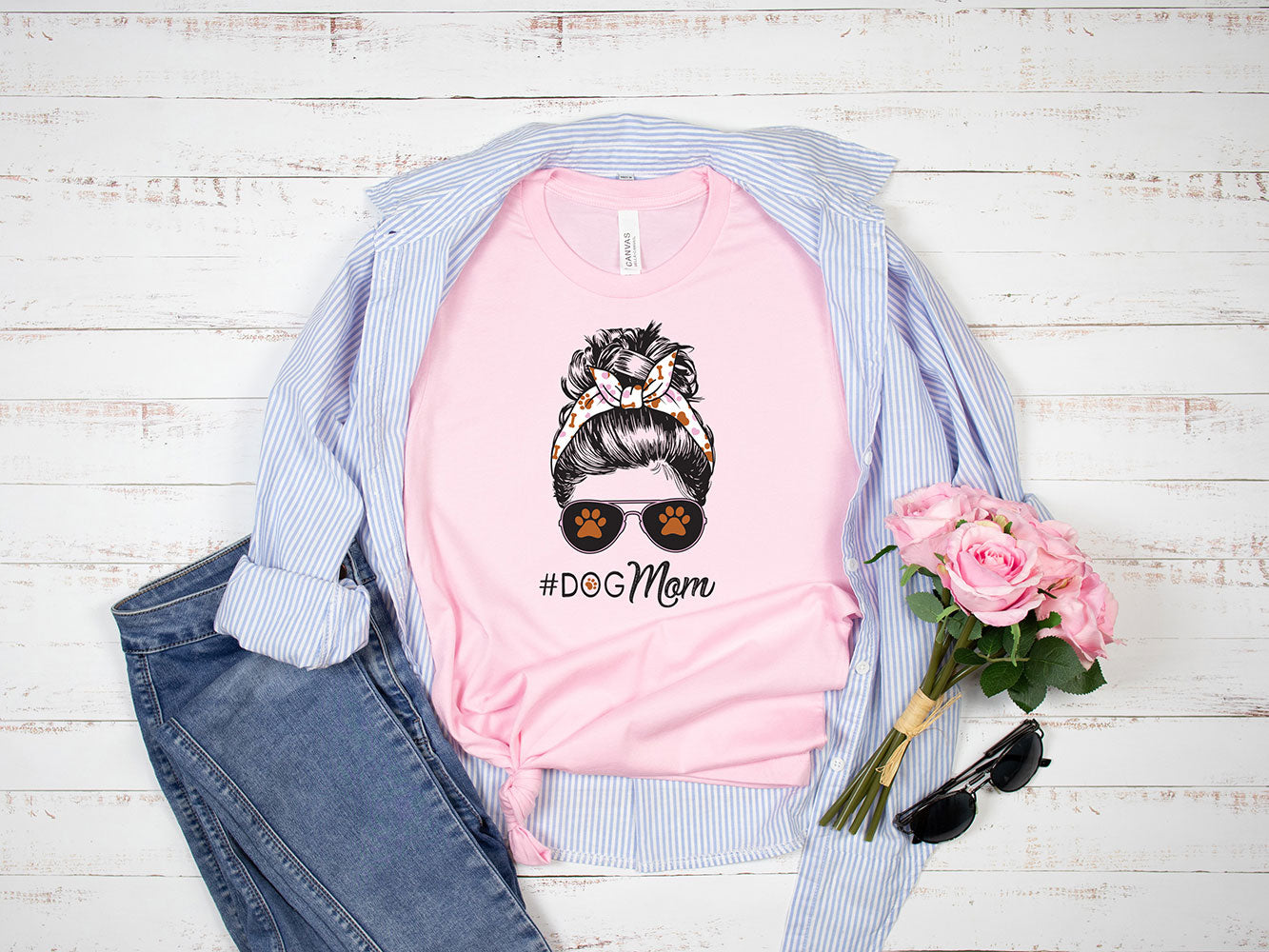 Dog Mom Bun T-shirt