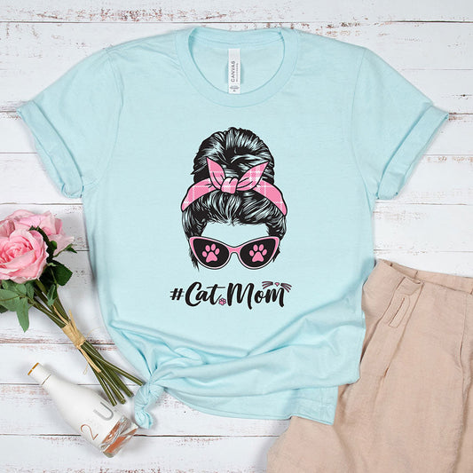 Cat Mom Bun T-shirt