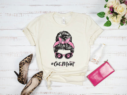 Cat Mom Bun T-shirt