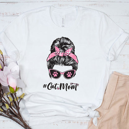 Cat Mom Bun T-shirt