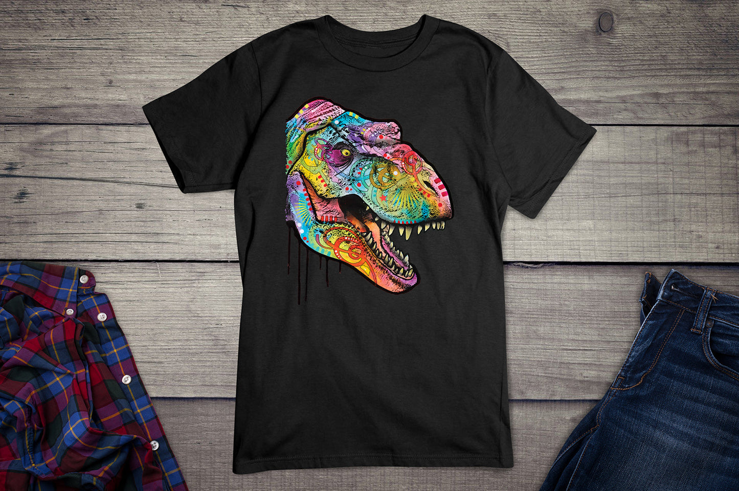 Neon Pyschedelic T-Rex T-shirt
