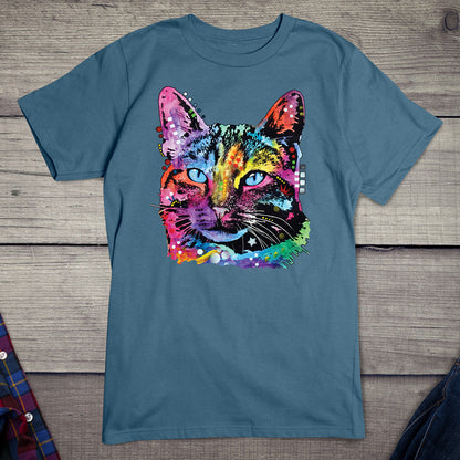 Neon Thoughtful Cat T-shirt