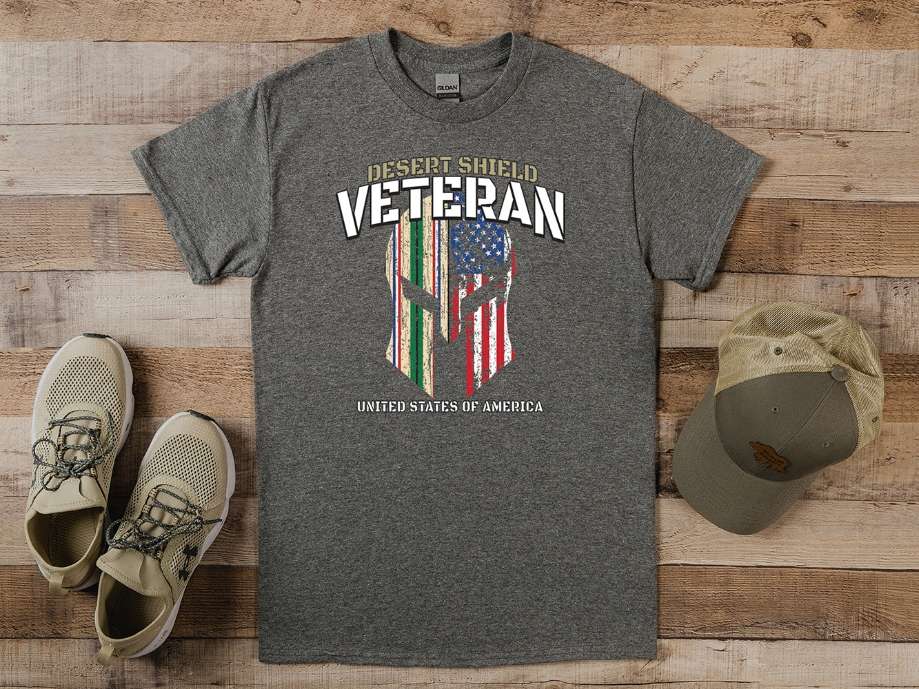 Desert Shield Veteran Helmet T-shirt