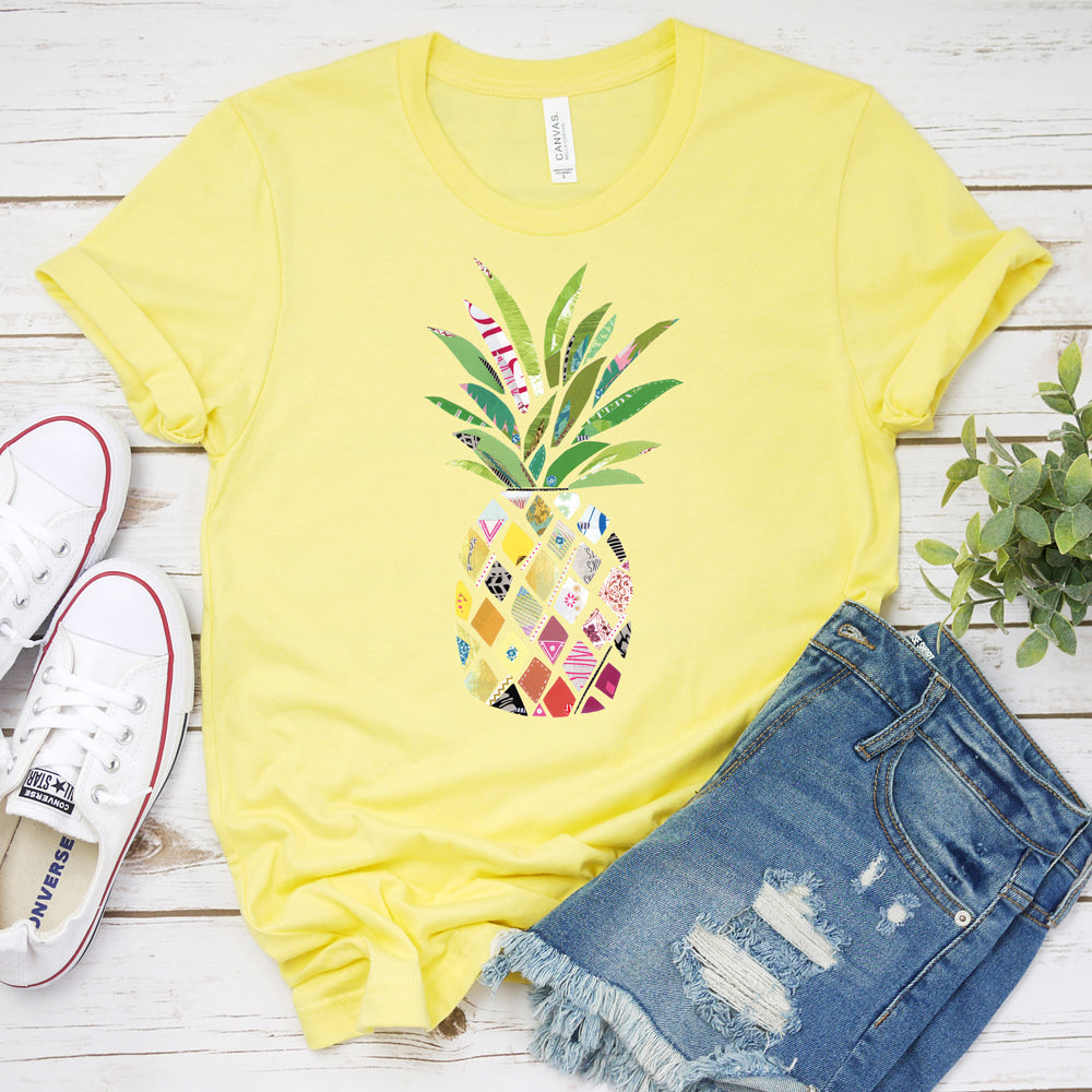 Floral T-shirt, Patterned Pineapple