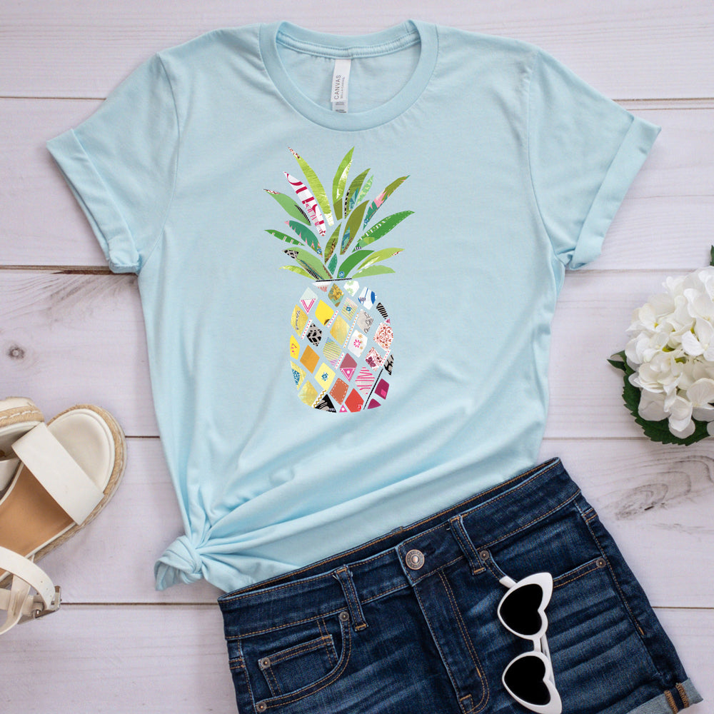 Floral T-shirt, Patterned Pineapple