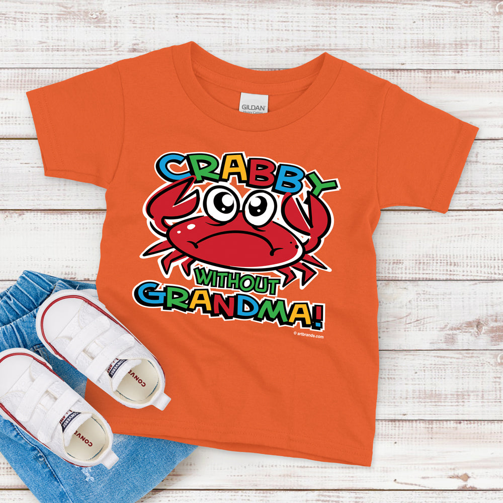 Kids T-Shirt, Crabby Without Grandma