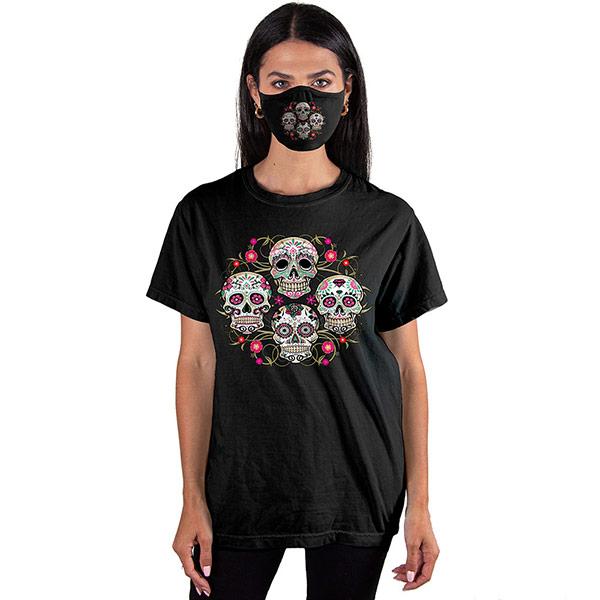 Sugar Skull Floral T-SHIRT SET - Cover Your Face