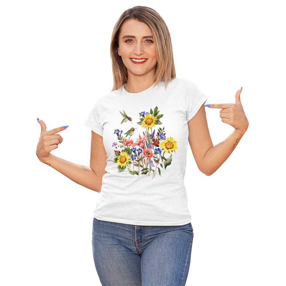 Women's Sunflowers & Hummers Solar Tee