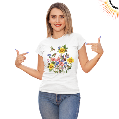 Women's Sunflowers & Hummers Solar Tee