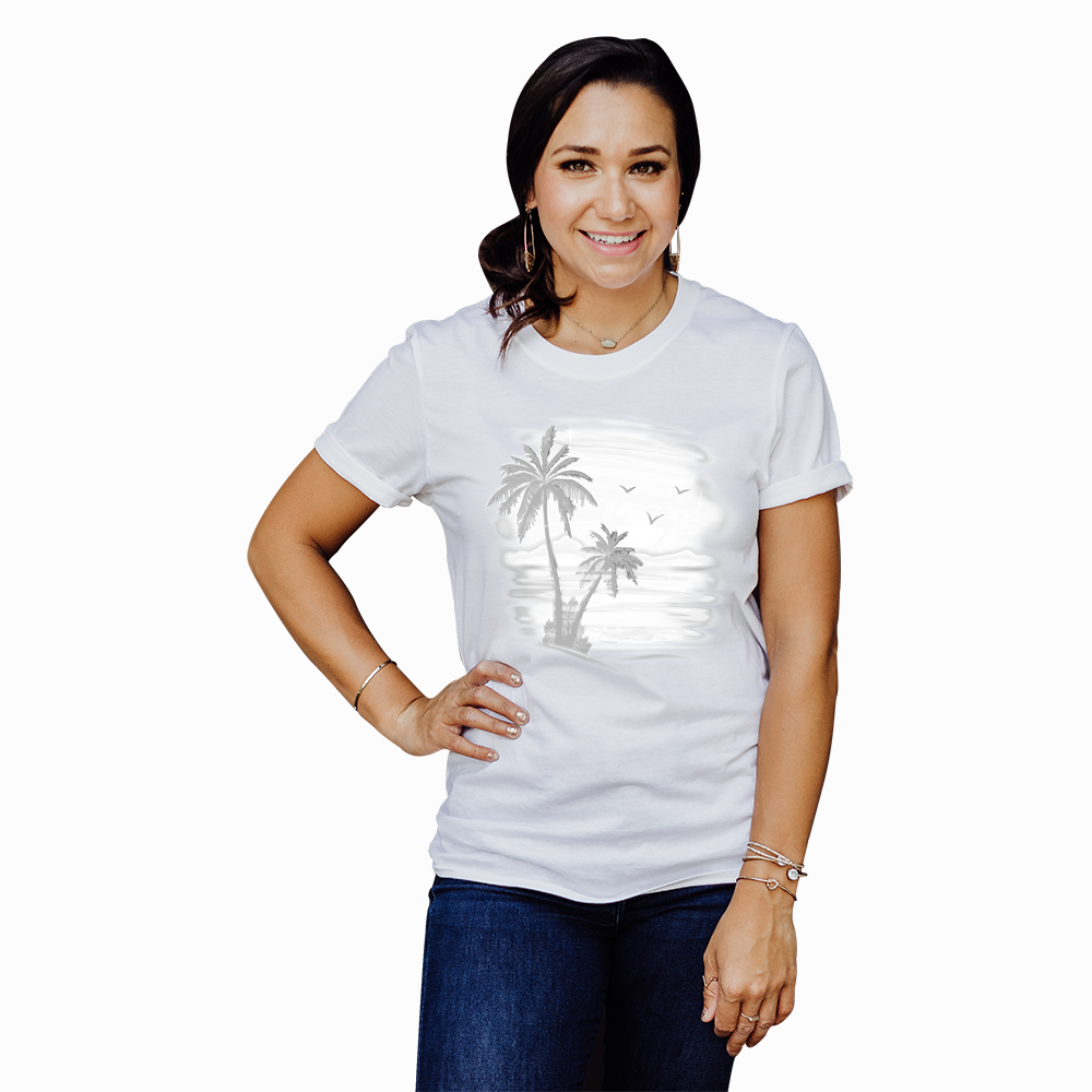 Adult Unisex Airbrush Palm Trees Solar Tee